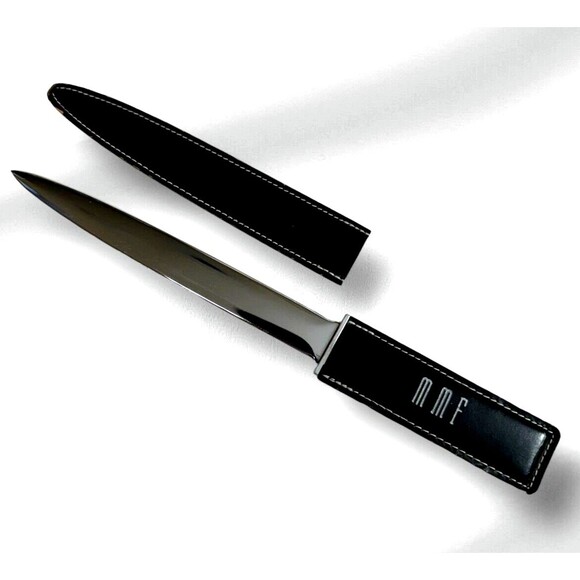 Vintage 9" Letter Opener Advertising Black Leather Sheath 2-Sided MMF Quinn & Co - Picture 2 of 11